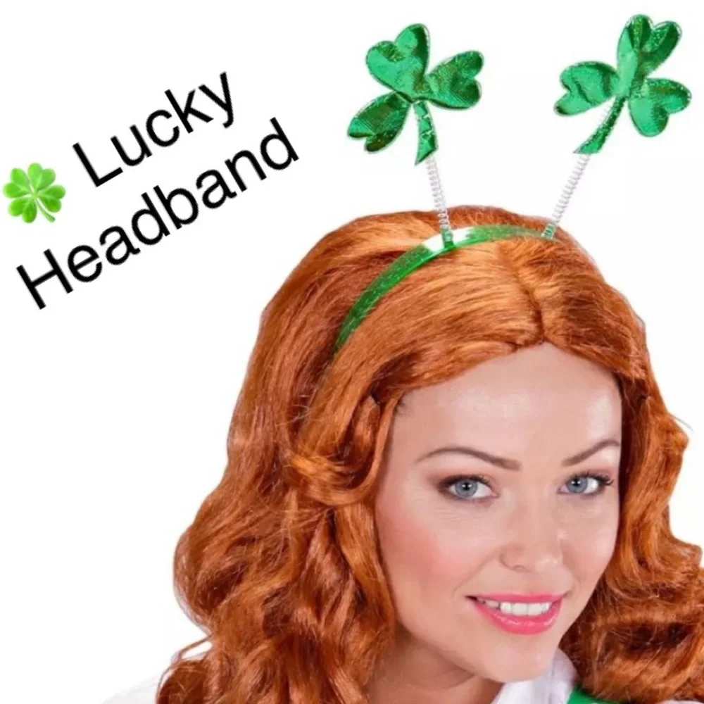 Good Luck Headband Lucky Green Fun Hair Accessories Costumes Four Leaf Clover